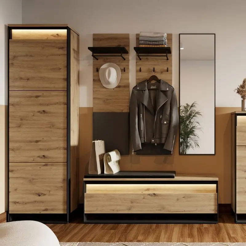 Loft-style hallway furniture set with black frame